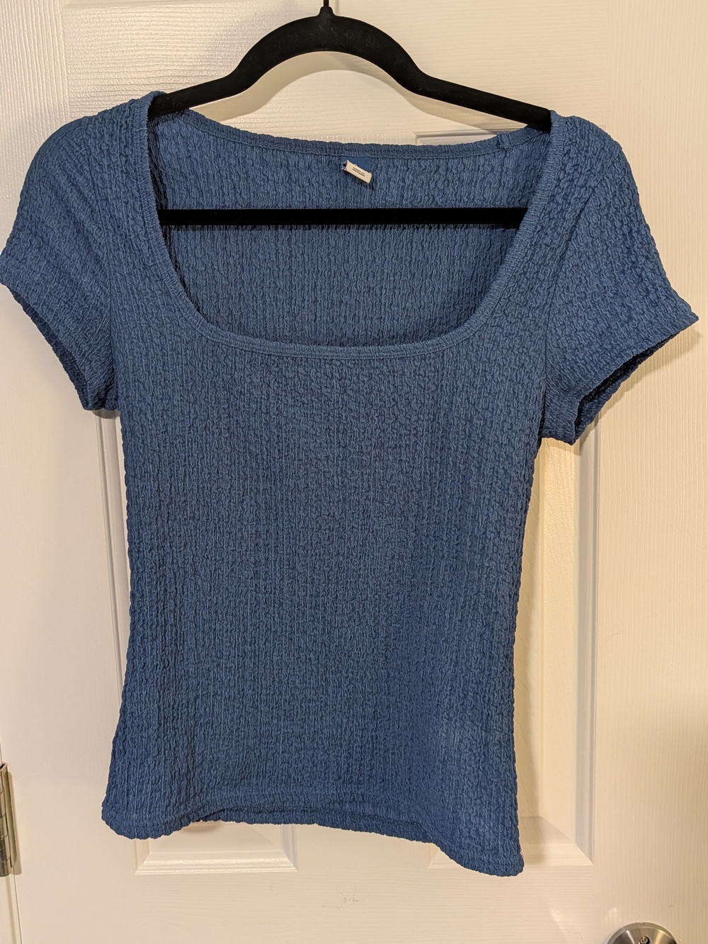 Old Navy Blue Scoop Neck Short Sleeve Textured Top